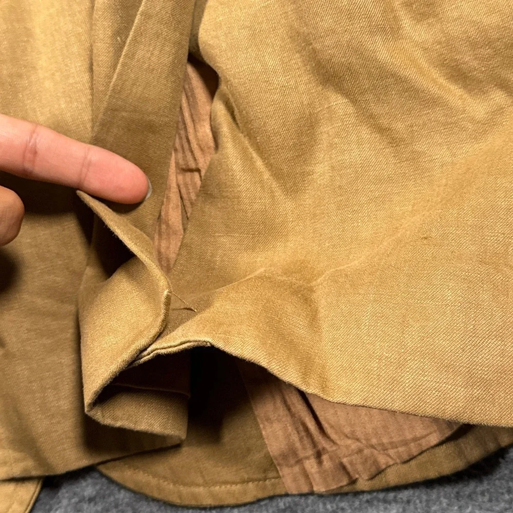 Polo Ralph Lauren Sport Coat Blazer Men Large Tan 100% Linen Surgeon Cuff Jacket